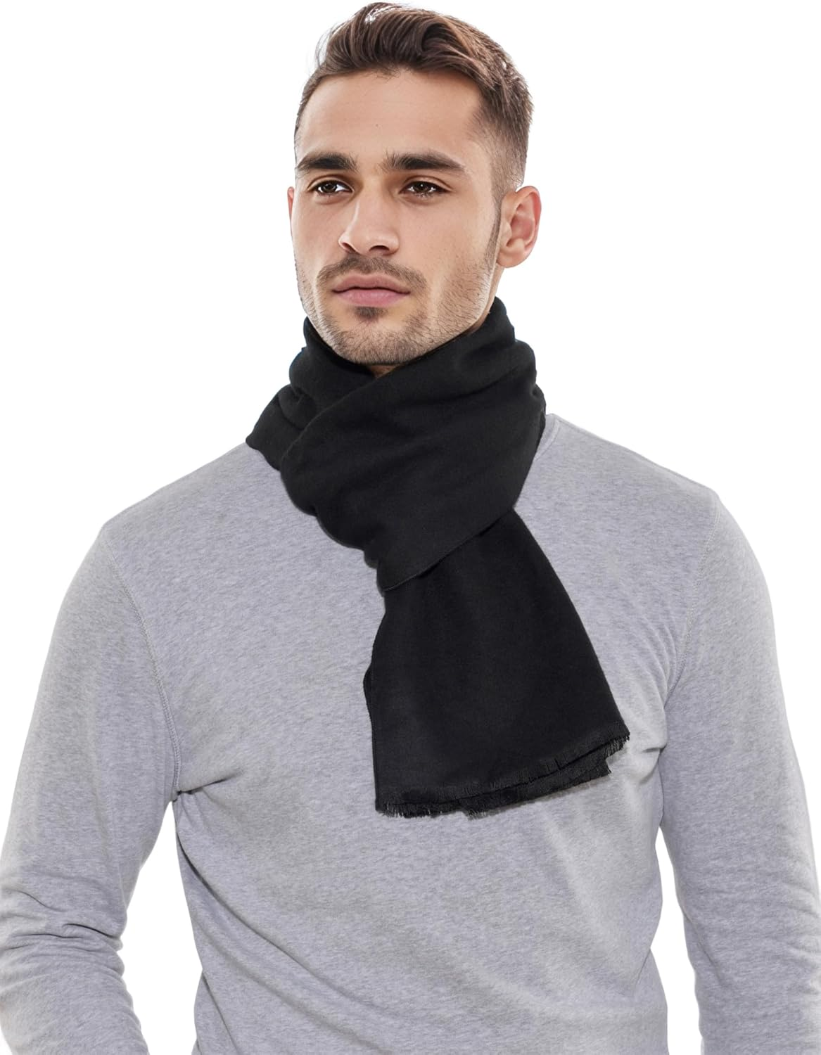 Men Scarves Thick Cashmere Scarf for Men'S Warm Soft Wool Cold Weather Scarf for Winter Autumn image number 4