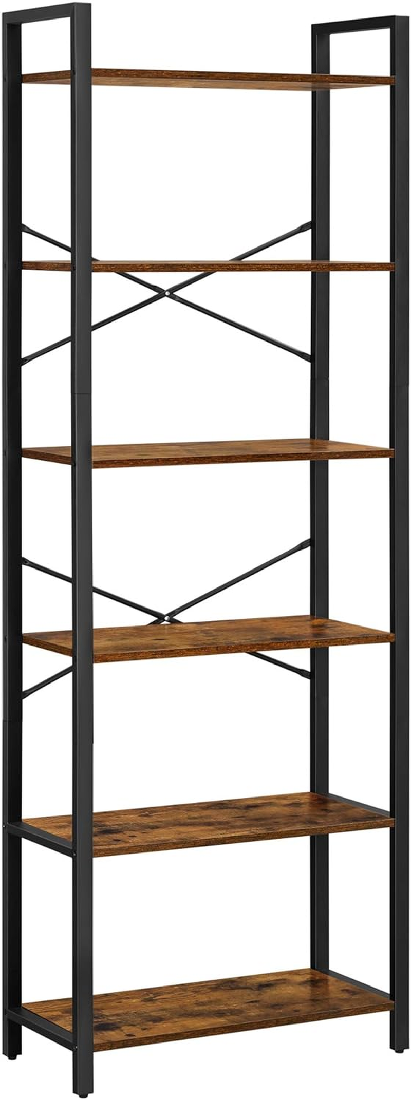 VASAGLE 6-Tier Tall Bookshelf, Large Bookcase with Steel Frame, Deep Book Shelf for Living Room, Home Office, Study, 11.8 X 26 X 73.2 Inches, Industrial Style, Rustic Brown and Black ULLS062B01 image number 3