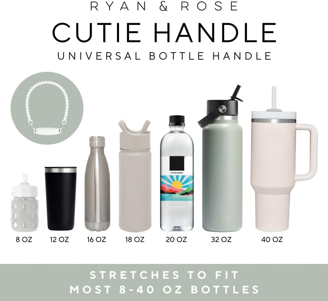 Ryan & Rose Water Bottle Handle - Water Bottle Sling, Carrier, Holder with Strap - Soft Durable Silicone - Fits Most 8-40Oz Bottles - Compatible Stanley Cup Accessories - Breaker image number 2