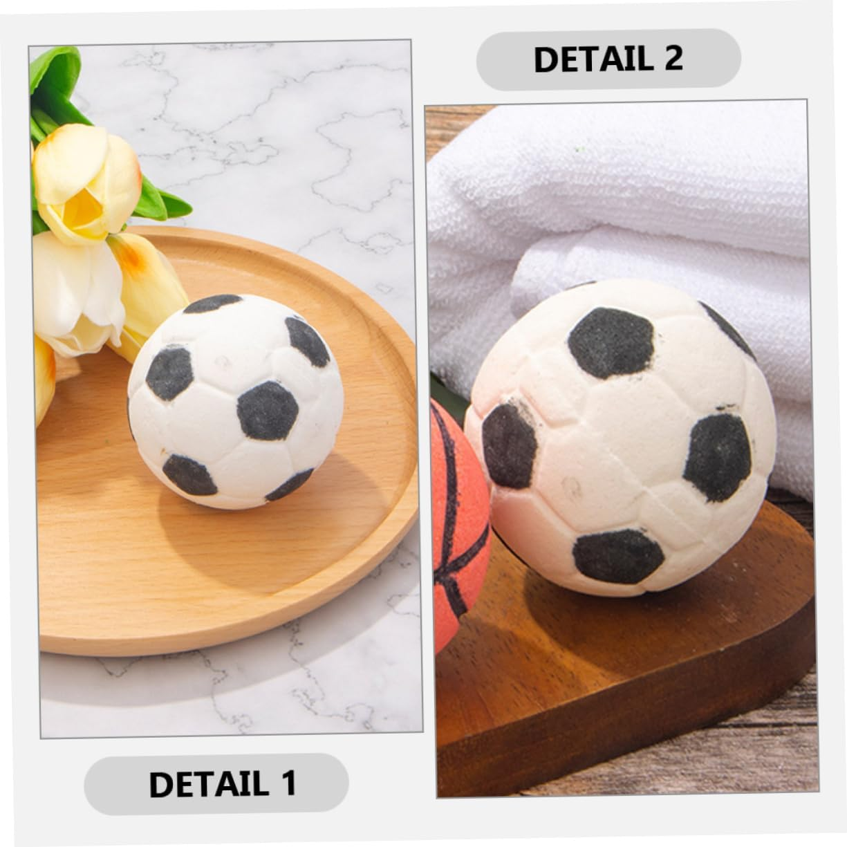 Gatuida 2Pcs Cute Football Shaped Bath Salt Bombs for Rich Foaming Aroma Bathing Experience