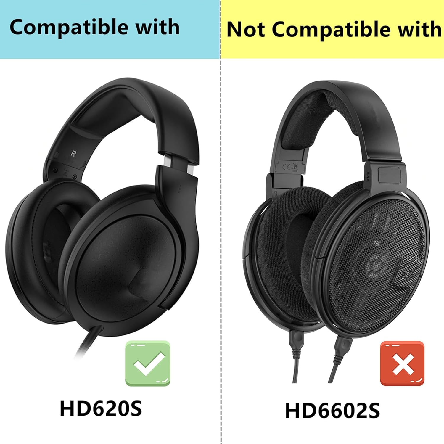 Taizichangqin Cooling Gel Earpads Kits Compatible with Sennheiser HD620S HD 620S HD620 Headphones Replacement Ear Pads Cushions High-Density Foam Black image number 1