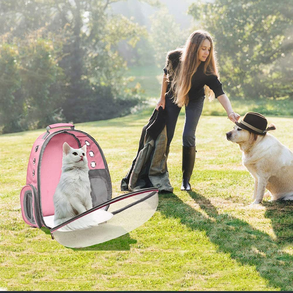 Cat Backpack Carriers Bag, Dog Backpack, Pet Bubble Backpack for Small Cats Puppies Dogs Bunny, Airline-Approved Ventilate Transparent Capsule Backpack for Travel, Hiking and Outdoor Use (Pink) image number 4
