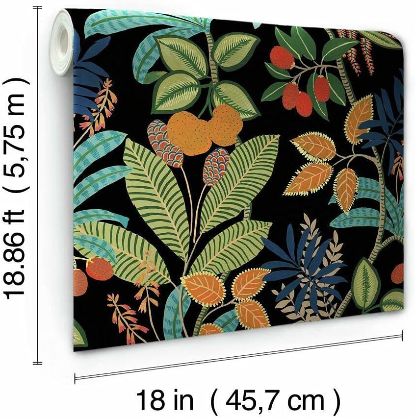 Roommates RMK11576RL Black and Green Funky Jungle Peel and Stick Wallpaper image number 5