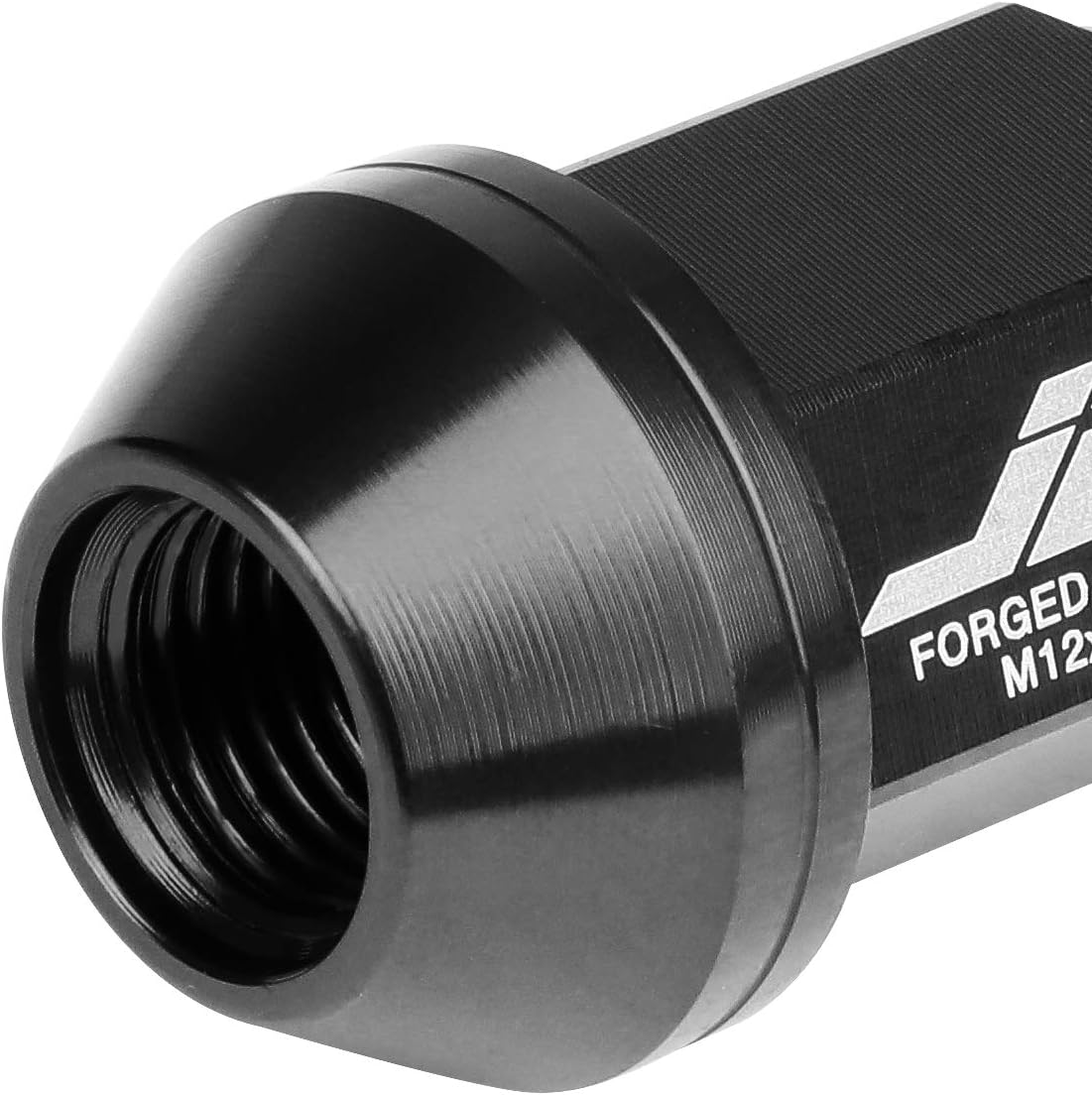 J2 Engineering 20Pcs M12 X 1.25 7075-T6 Aluminum 35Mm Close-End Lug Nut W/Socket Adapter (Black) - Black image number 2