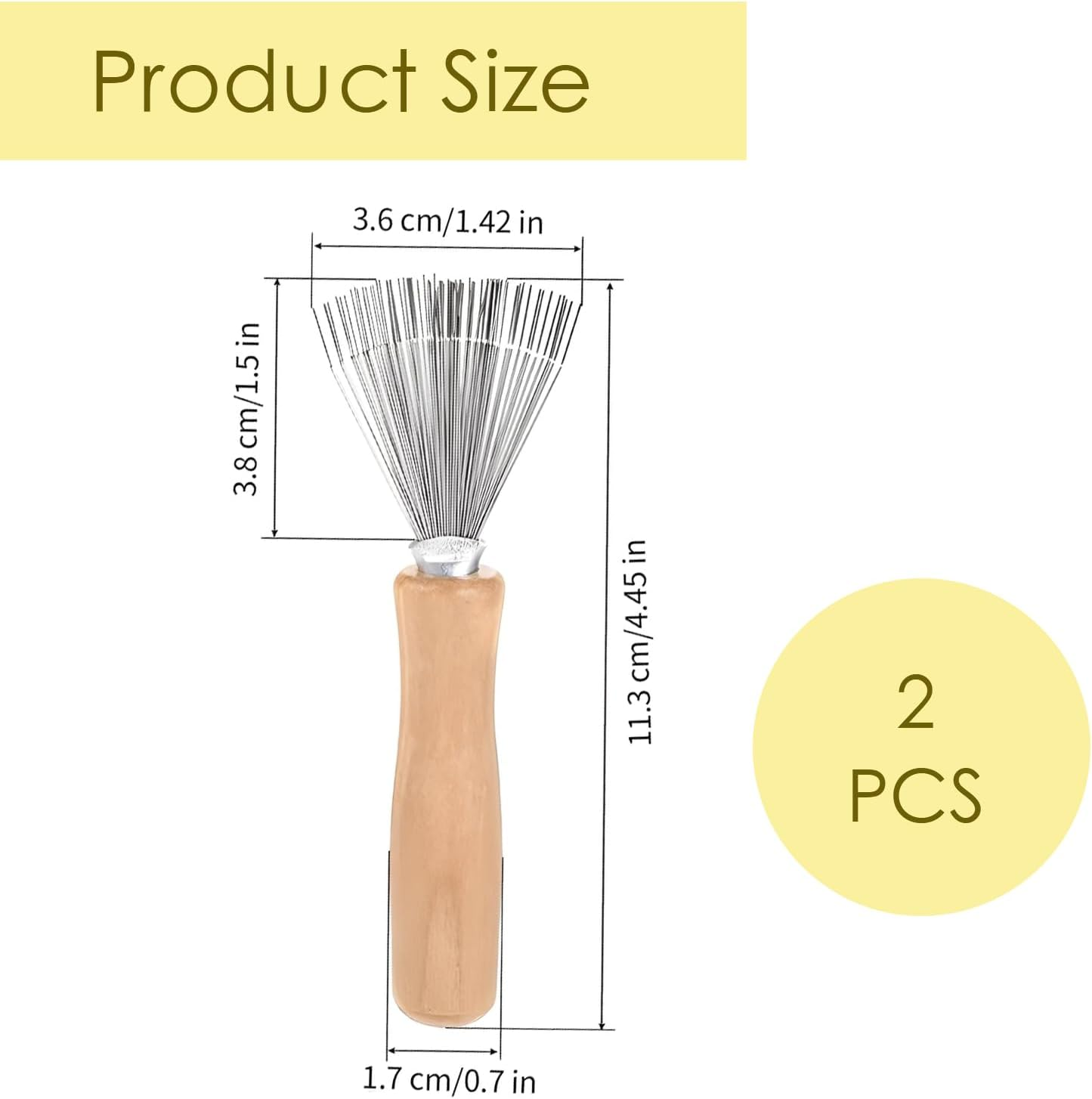 Brush Cleaner, Hair Brush, Pack of 2 Hair Brush Cleaner, Comb Cleaning Tool with Wooden Handle, Mini Hair Brushes, Cleaner Tool for Cleaning Brushes, Combs, Bath Mats, Carpets