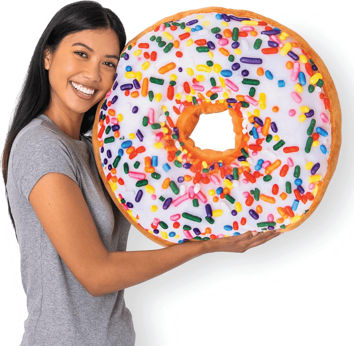 Much Comfort 22" 3D Sprinkle Donut Throw Pillow - Made with Super Soft & Ultra Premium Fabric - Cute, Comfortable, Plush Stuffed Doughnut Cake Cushion for Home Decor - Best Funny or Teen Gift - Medium image number 2
