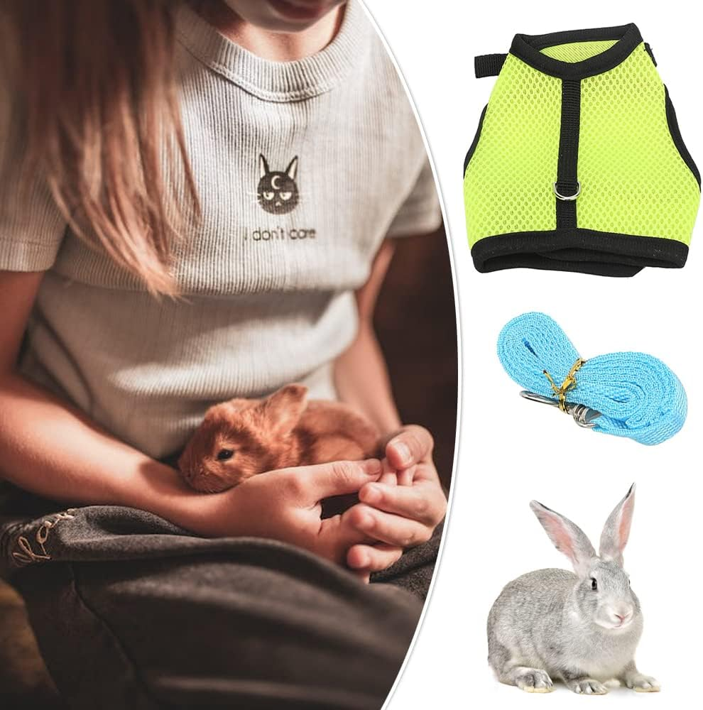 Yuanyoutong Bunny Rabbits Harness and Leash Adjustable Mesh Vest Harness and Leash Set for Guinea Pig, Hamster, Ferret, Cat, Rat, Kitten, Small Dog, Kitten, Puppy and Small Pets (Size:M)