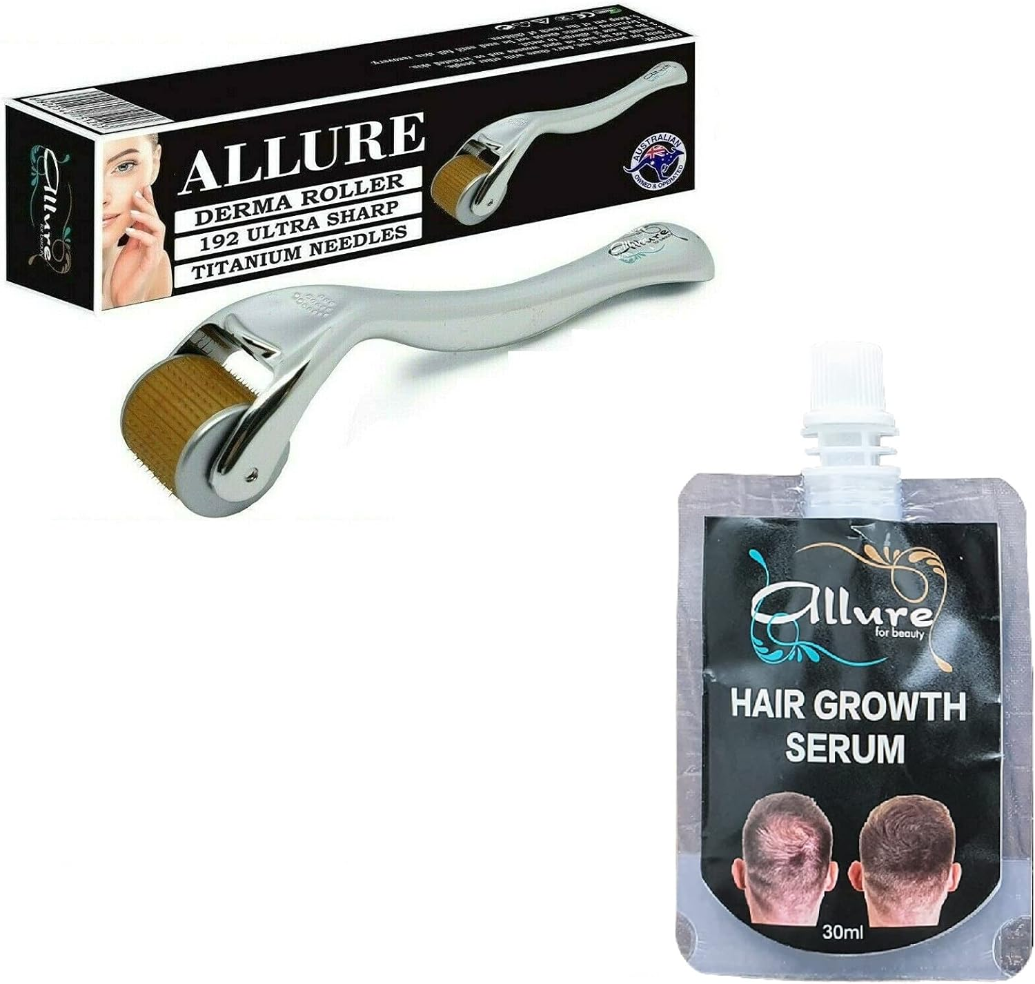 Derma Roller Hair Growth Kit Hair Loss 192 Titanium Micro Needles Dermaroller 1.0Mm image number 5