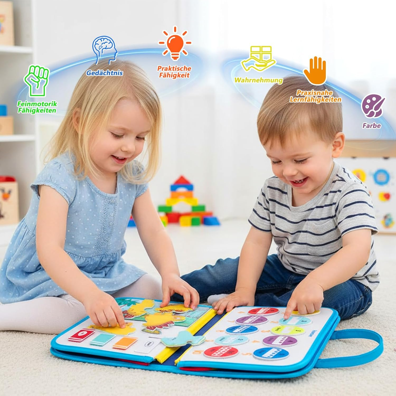 Beafaoo Busy Board Montessori Toy from 1 2 3 Years, Felt Animals Dinosaur Quiet Book, Sensory Busy Book, for Early Childhood Education, Child Education image number 4