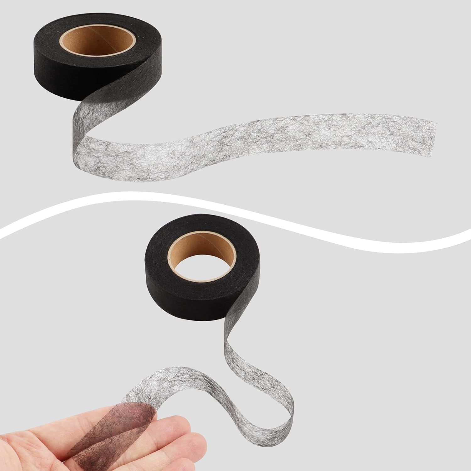 TECDW 2-Pack Hemming Tape Iron on with 2 Measuring Tapes,2 Cm Wide 24 M Long Fashion Tape,Hemming Tape Hem Tape for Clothing,Household Items Such as Jeans,Skirts,Shirts,Curtains (Black) - White image number 4