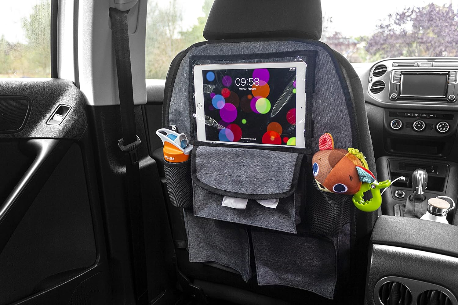 Maxi-Cosi Deluxe Back Seat Multi Pocket Organiser - Black, Multi-Pocket Storage for Toys, Bottles, Snacks & Ipad, Universal Fit, Easy to Clean, Stylish Design image number 4