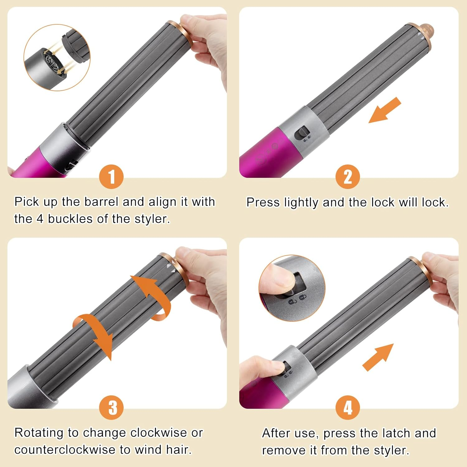 Long Curling Barrels Hair Tool for Dyson Airwrap Styler HS05 HS01, 2 In1 40MM Self-Curling Attachment image number 1