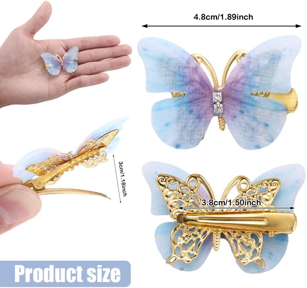 18Pcs Rhinestone Butterfly Hair Clips for Teens Women, Y2K Glitter Hair Jaw Clips, Cute Headwear Gifts for Wedding and Back to School - Novelty Style image number 5