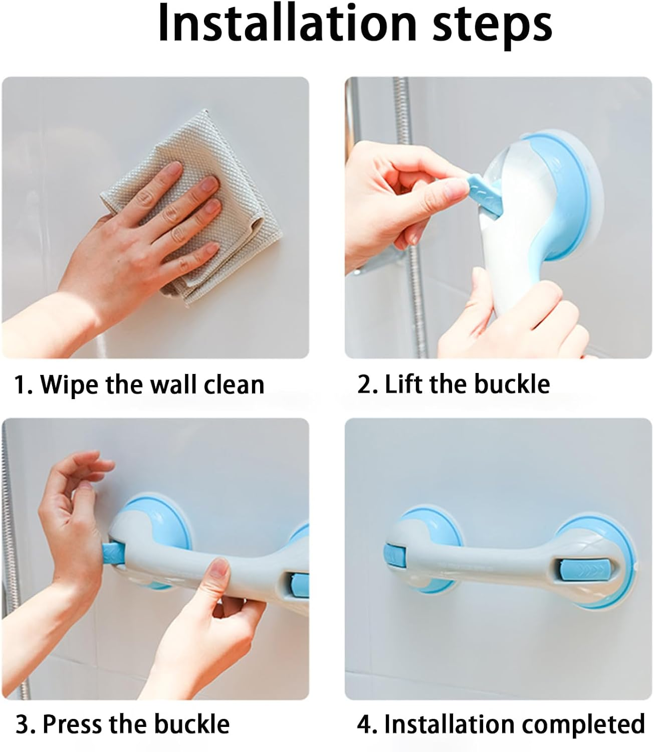 Grab Bars for Bathtubs and Showers Set of 2 12 Inch Strong Suction Shower Grab Bars Safety Handles Ideal for Seniors Bathing Support and Shower Chair Assistance Gery Color image number 1