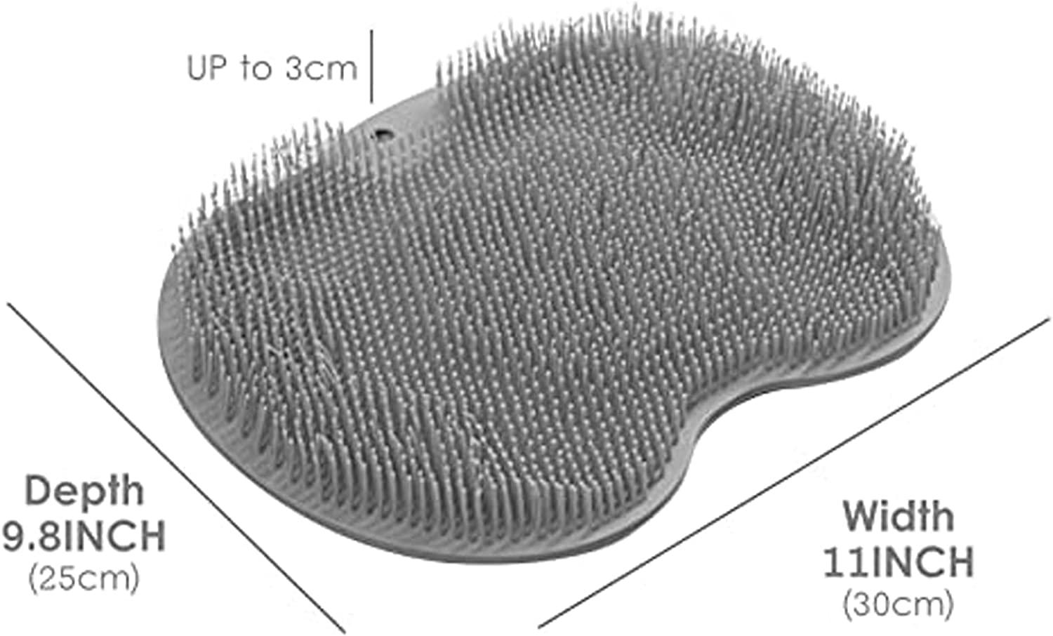 Back/Feet Scrubber for Shower,Silicone Shower Brush with Suction Cup for Cleaning & Exfoliating Skin,Floating Body Long Bristles for Wet or Dry Brushing,Cleans the Body Easily,30&times;25Cm (Gray) image number 2
