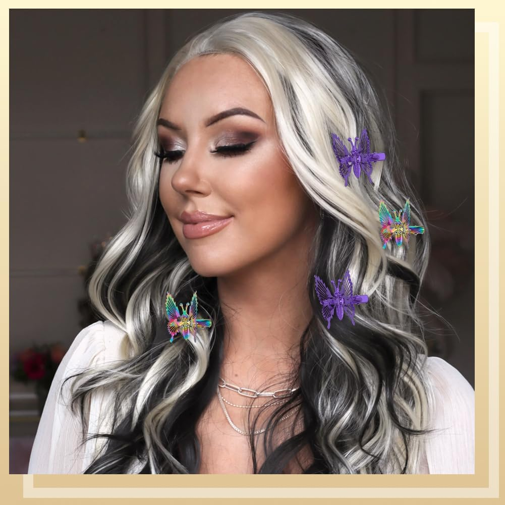 SOFPLATE Pack of 12 12 Colours Movable Butterfly Hair Clips Vintage Metal Alligator Hair Clips Retro 90S Butterfly Hair Accessories for Women Prom Wedding Daily Wear Daily Wear image number 6
