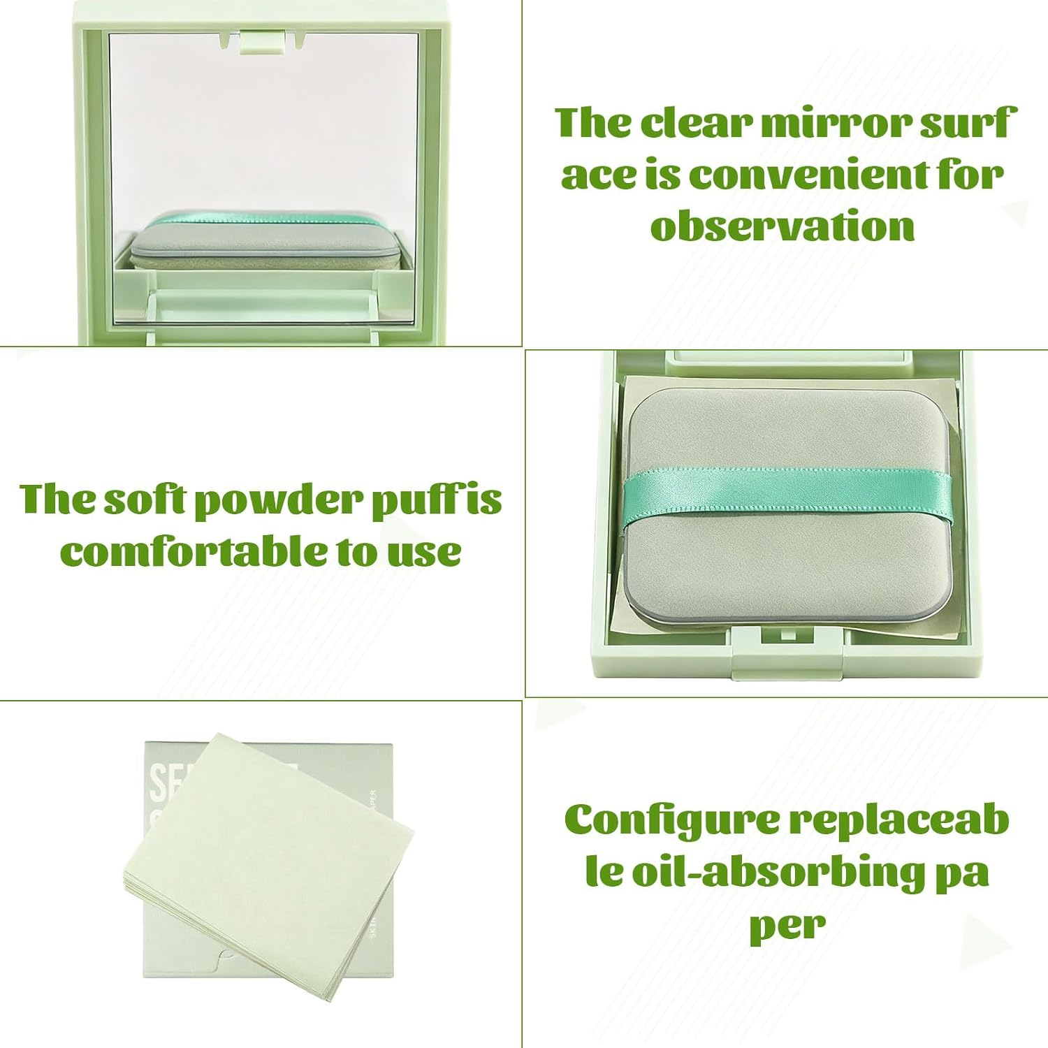 300Pcs Blotting Paper Face, Oil Blotting Sheets for Face, Natural Oil Control Film, Blotting Paper for All Skin, Oil Absorbing Sheets with Portable Mirror and Makeup Puff image number 2