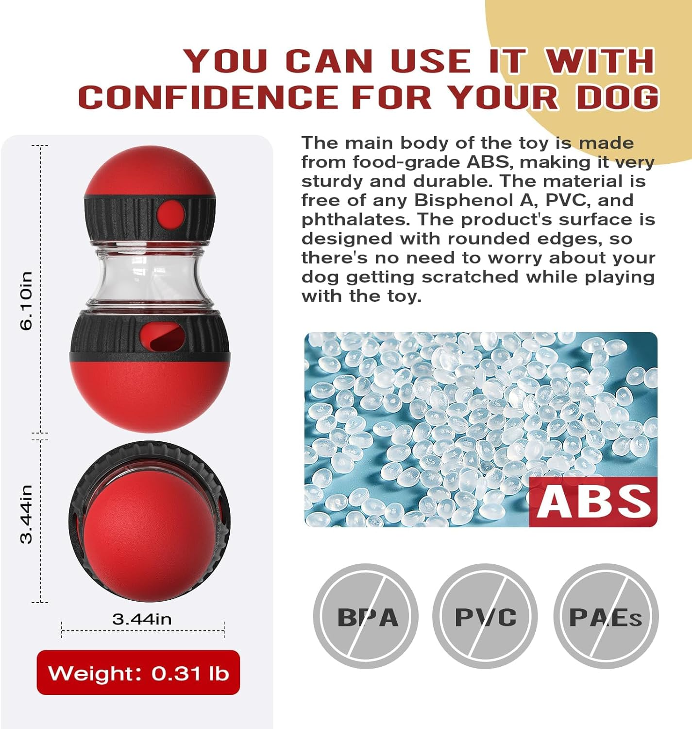 Dog Food Puzzle Toy Adjustable Treat Dispensing Food Dispenser Slow Feeder Bowls Puppy Enrichment Toy Ball Dog Interactive Chase Training Toys for Small Medium Large Dogs image number 2