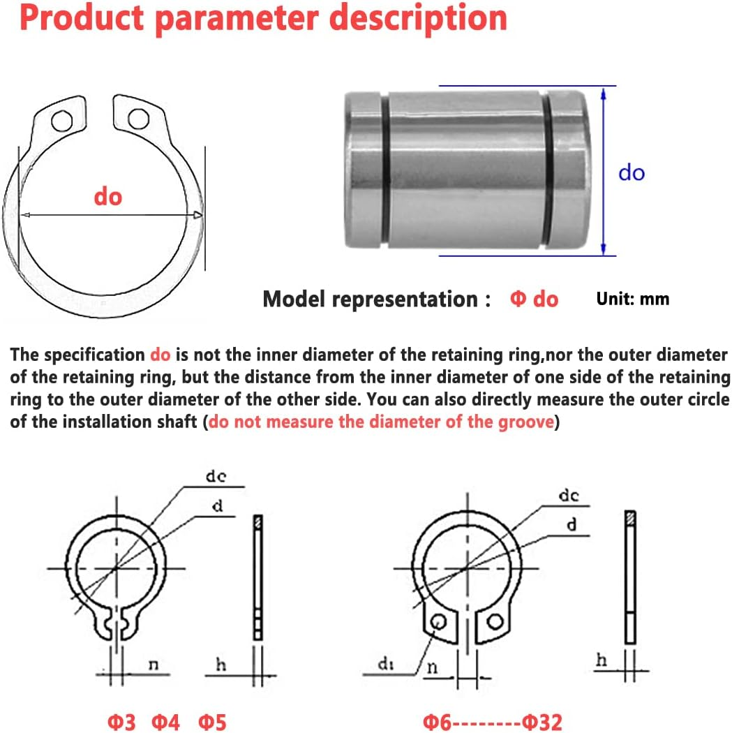 510Pcs Circlips Assorted,Metal C-Clip Assortment Set 19 Types Retaining E Clips(&Phi;3/4/5/6/7/8/9/10/12/14/16/18/20/22/24/26/28/30/32Mm) for Internal External Shaft Fastener image number 5