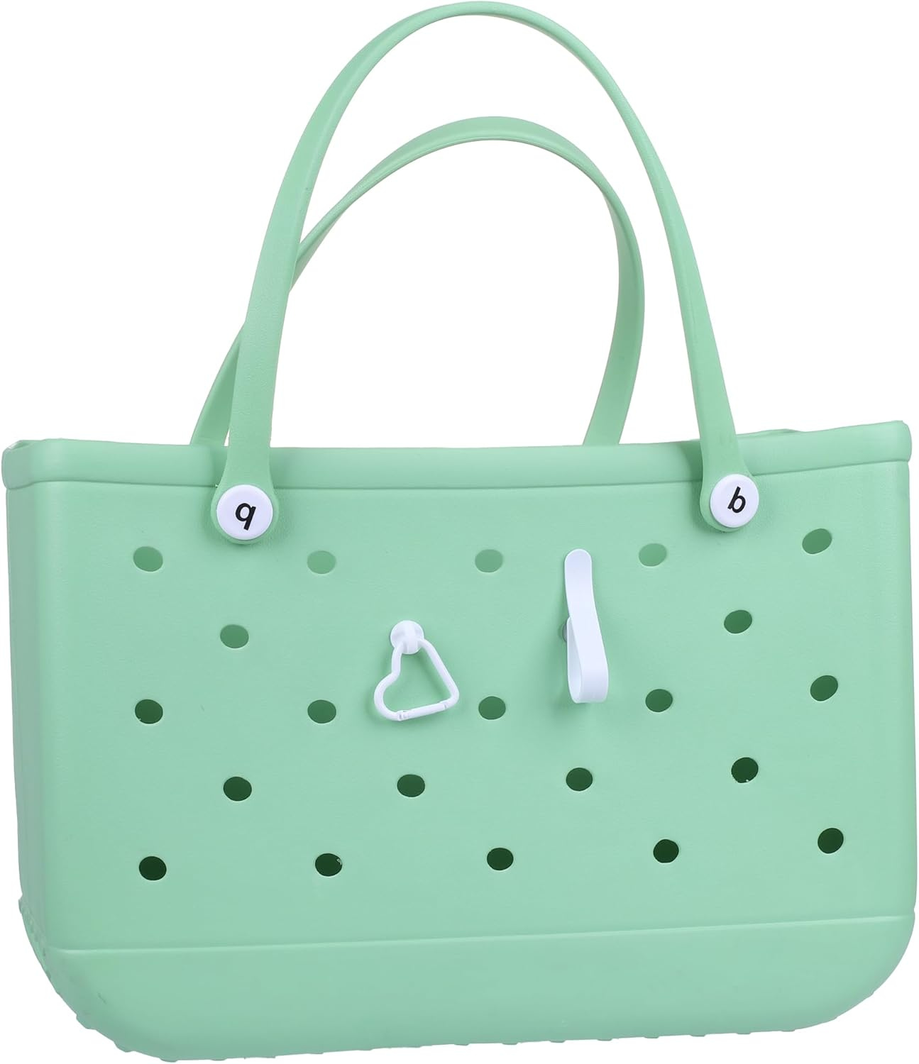 Vagocom Hook + Keychain Clip Accessory for Bogg Bag and Simply Southern Tote, Cute Heart Shaped Key Chain Clip Charm Decorative for Rubber Beach Handbag(White) - White image number 4