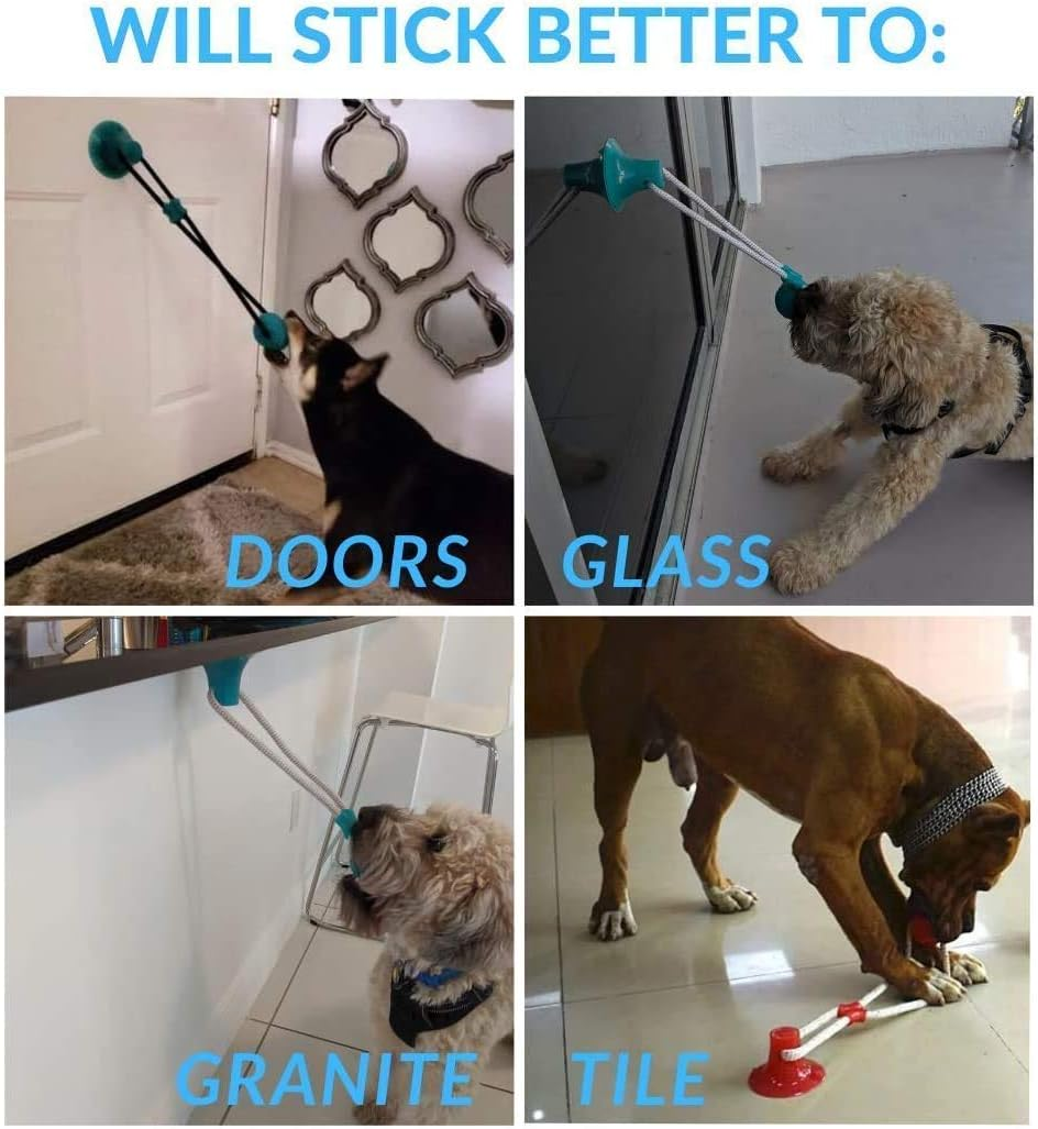 Smart Dog Suction Cup Tug of War Dog Toy, Self-Playing Dog Tug Toy, Dog Pull Toy with Chew Rubber Ball (Green) image number 1