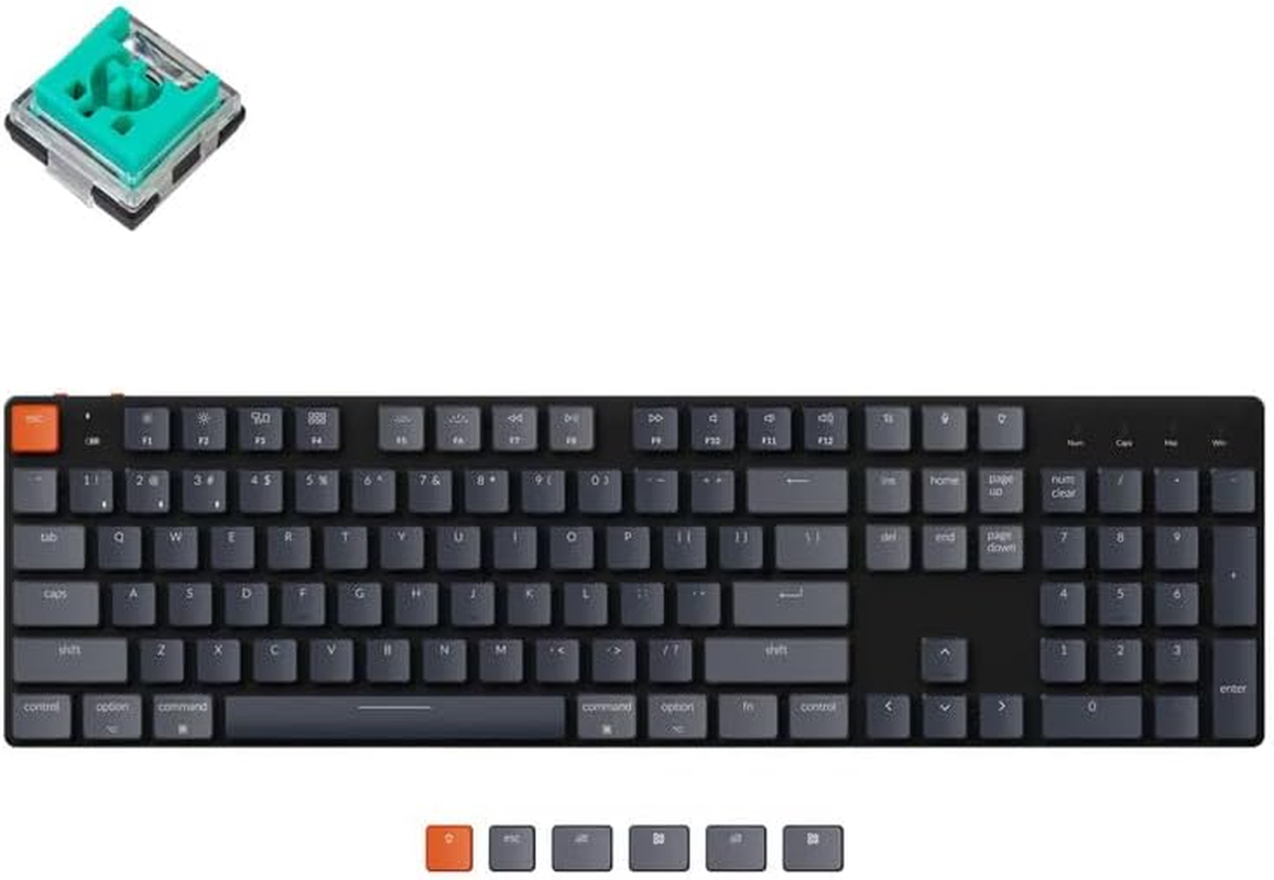 Keychron K5 SE Ultra-Slim Full Size 104 Keys Wireless Bluetooth/Wired USB Mechanical Keyboard with Hot-Swappable Low-Profile Optical Brown Switch, RGB Backlight Computer Keyboard for Mac and Windows