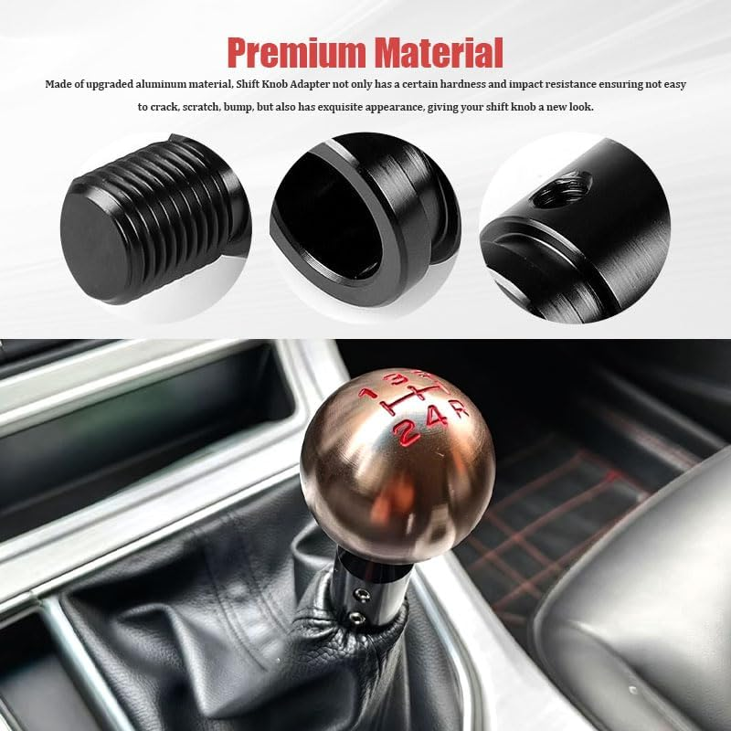 Universal Gear Shift Knob Adapter, M10X1.5 Thread with 4 Adapter Fittings (8/10/11/12Mm) for Non-Threaded Shift Knobs, Black Anodized Aluminum image number 1