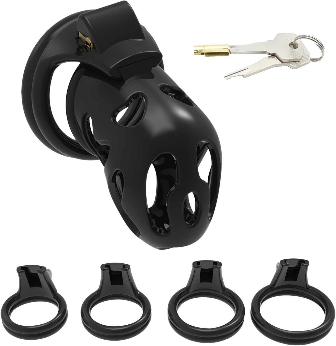 Chastity Cage for Men - Lightweight 3D Printed Honeycomb Penis Cage with 3 Sizes Rings, Invisible Lock & 2 Keys | Body-Safe Resin & ABS | Bondage, Abstinence, SM Sex Toy (Pink)