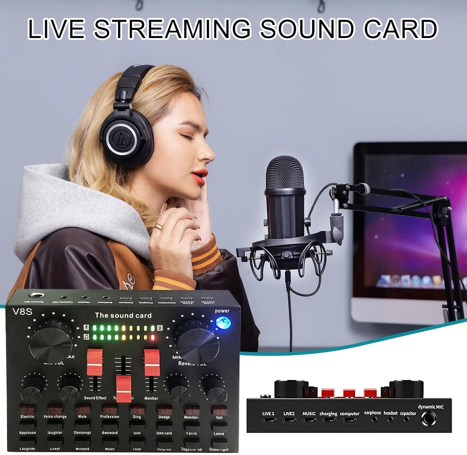 Audio Mixer for Streaming, DJ Sound Controller, Sound Board Console, Compact Voice Changer Board, Portable Audio Mixer, DJ Studio Soundboard, Voice Effects Mixer, Streaming Mixer Board, Stereo DJ Mixe image number 6