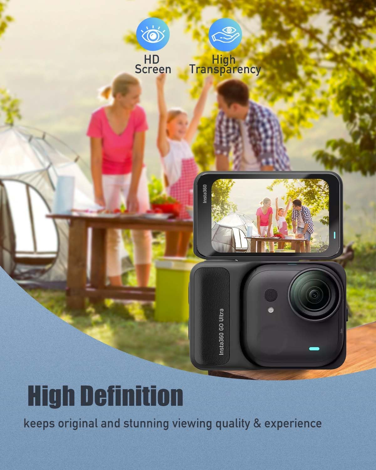 YAJOJO [2+2 Pack] Screen Protector for Insta360 Go Ultra, Screen Protector & Lens Protector for Insta360 Go Ultra Action Camera, 9H Hardness Ultra Clear Tempered Glass,Anti-Scratch Anti-Fingerprint image number 2