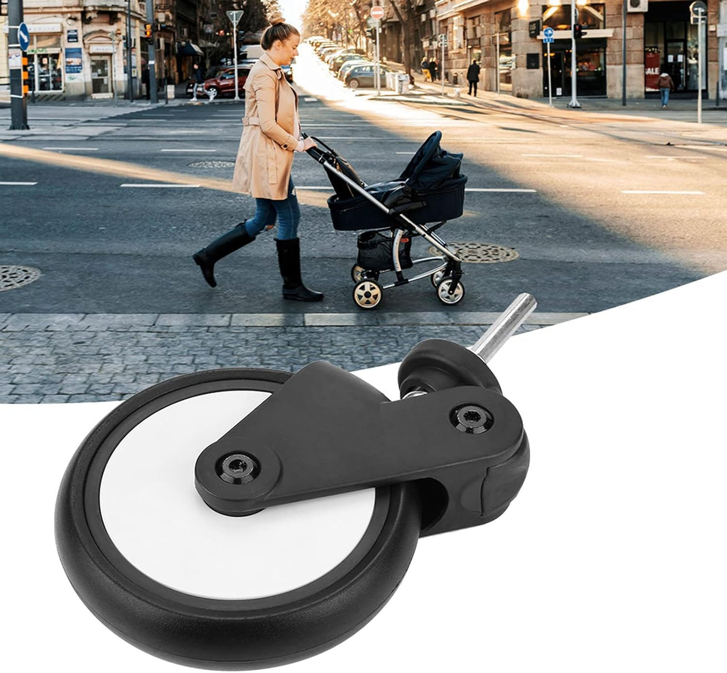 Stroller Wheel, Pratical Wear Resistant Stroller Wheel Accessory Convenient to Use 360 Degree Rotation for Yoyo for Kiddopotamus for Yoya for Chbaby(A Pair of Front Wheels)