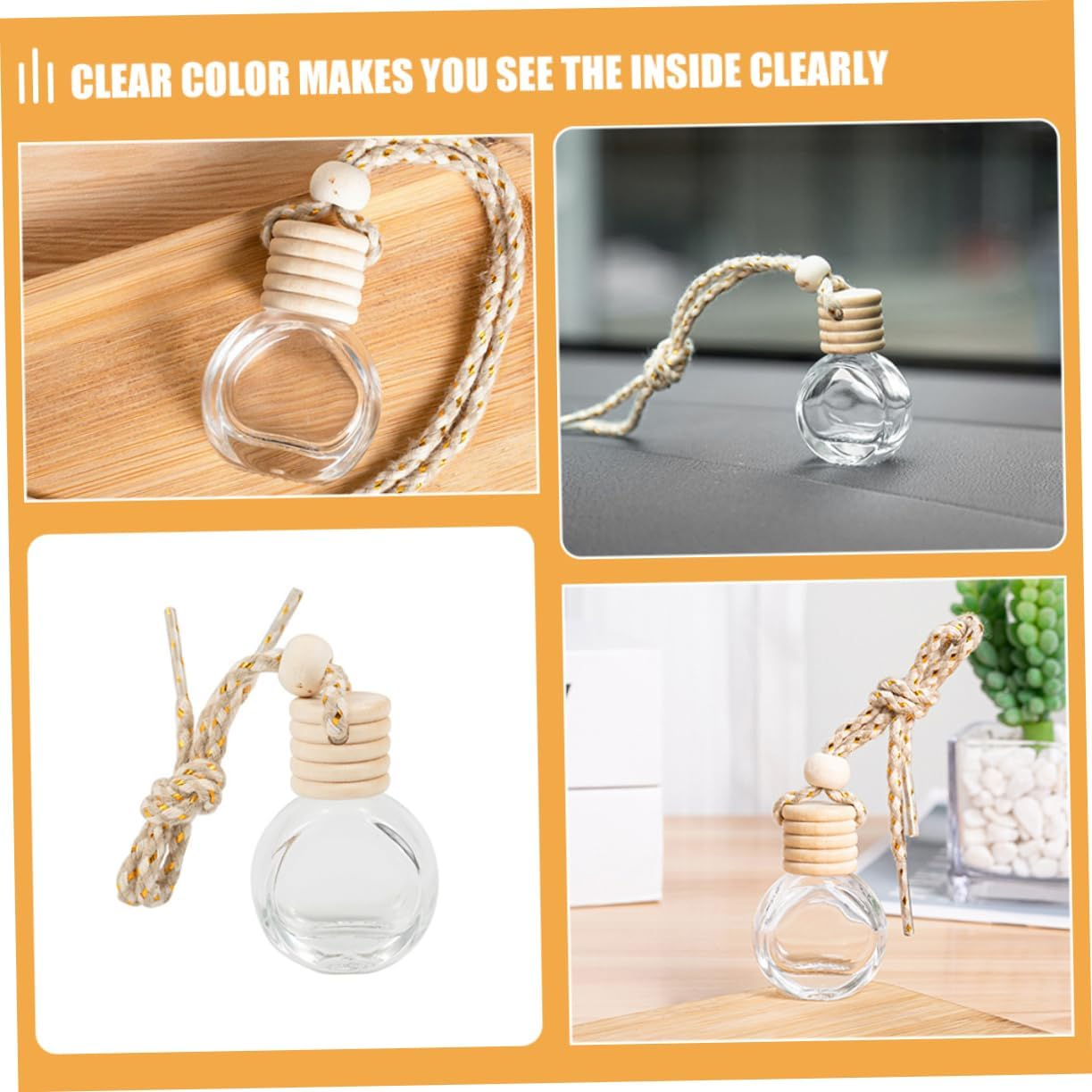 STOBAZA 4Sets Car Essential Oil Diffusers Air Freshener Oil Diffuser Hanging Perfume Bottles for Car 10Pcs*4 image number 3