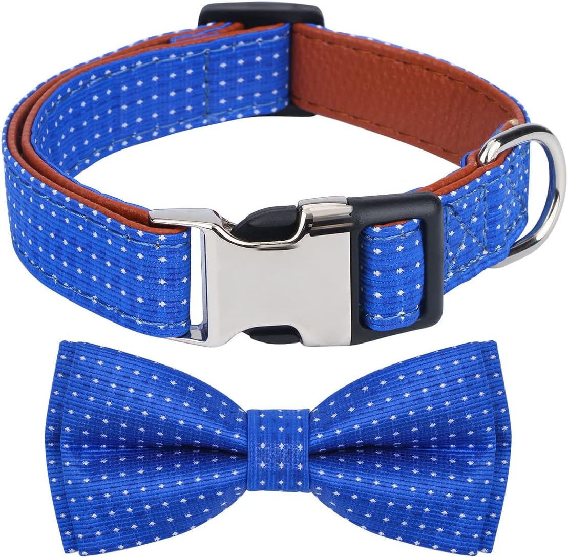 Rhea Rose Dog Collar with Bow Tie for Girl or Boy Gift Soft Durable Bowtie