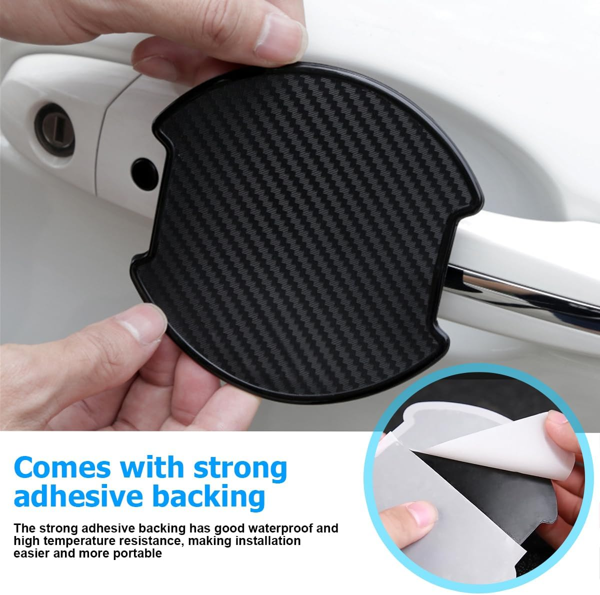 Mandark Car Door Handle Cup Scratch Protector, 4PCS 3D TPU Carbon Fiber Vehicle Door Bowl Sticker, Automotive Door Handle Paint Protective Film Cover Accessories, Universal for Most Cars (Large) image number 6