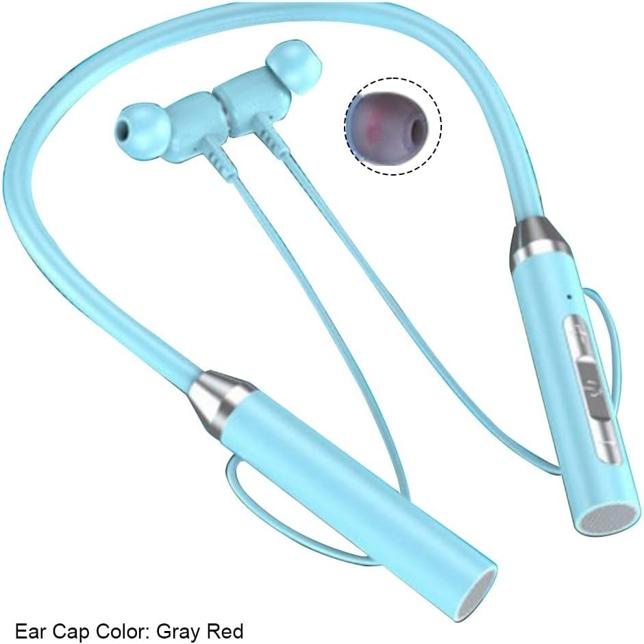 ISTOVO Wireless Bluetooth Headset Neck Type Stereo Noise Reduction Universal Plug-In Card Sport Ear Headset Mic,Blue image number 3