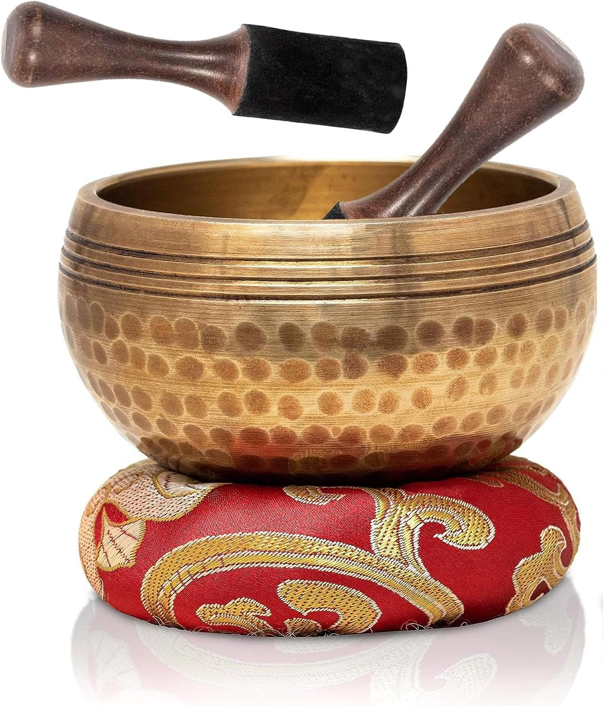 2 Pack Tibetan Singing Bowl Mallet Suede Wooden Striker Leather Wrapped Meditation Mallet Sound Bowl Stick Buddha Musical Instruments for Buddhist Meditation Yoga Chime Relaxation image number 6