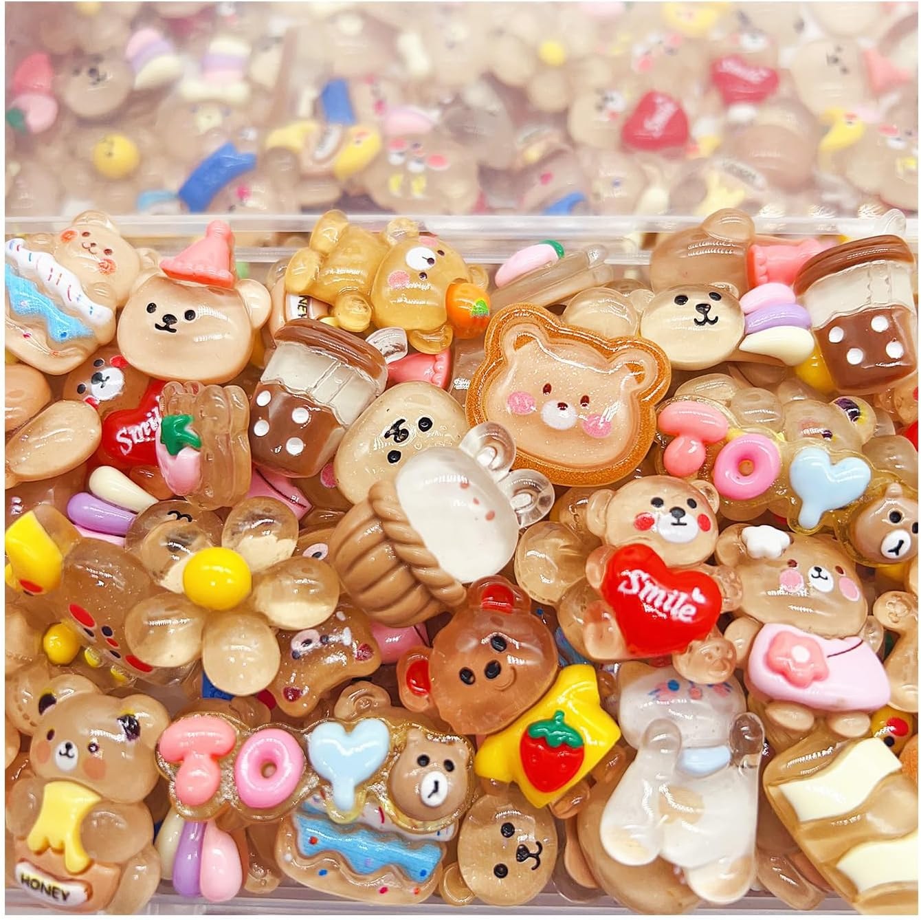 100Pcs Slime Charms Cute Set, Bulk Mixed Resin Charms Set Ornament Scrapbooking
