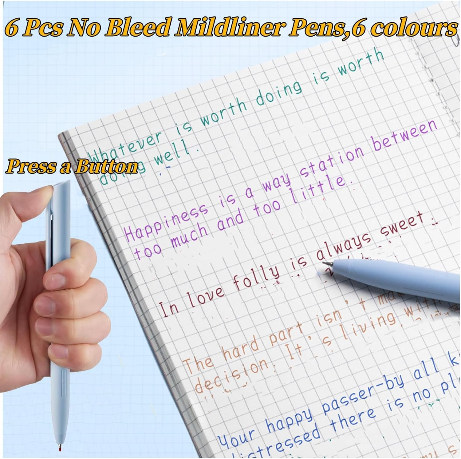 MAIHUO 6Pcs Gel Pens and 600 Sheets Transparent Sticky Notes,Bible Sticky Note No Bleed Gel Pens,Book Annotating Set image number 6