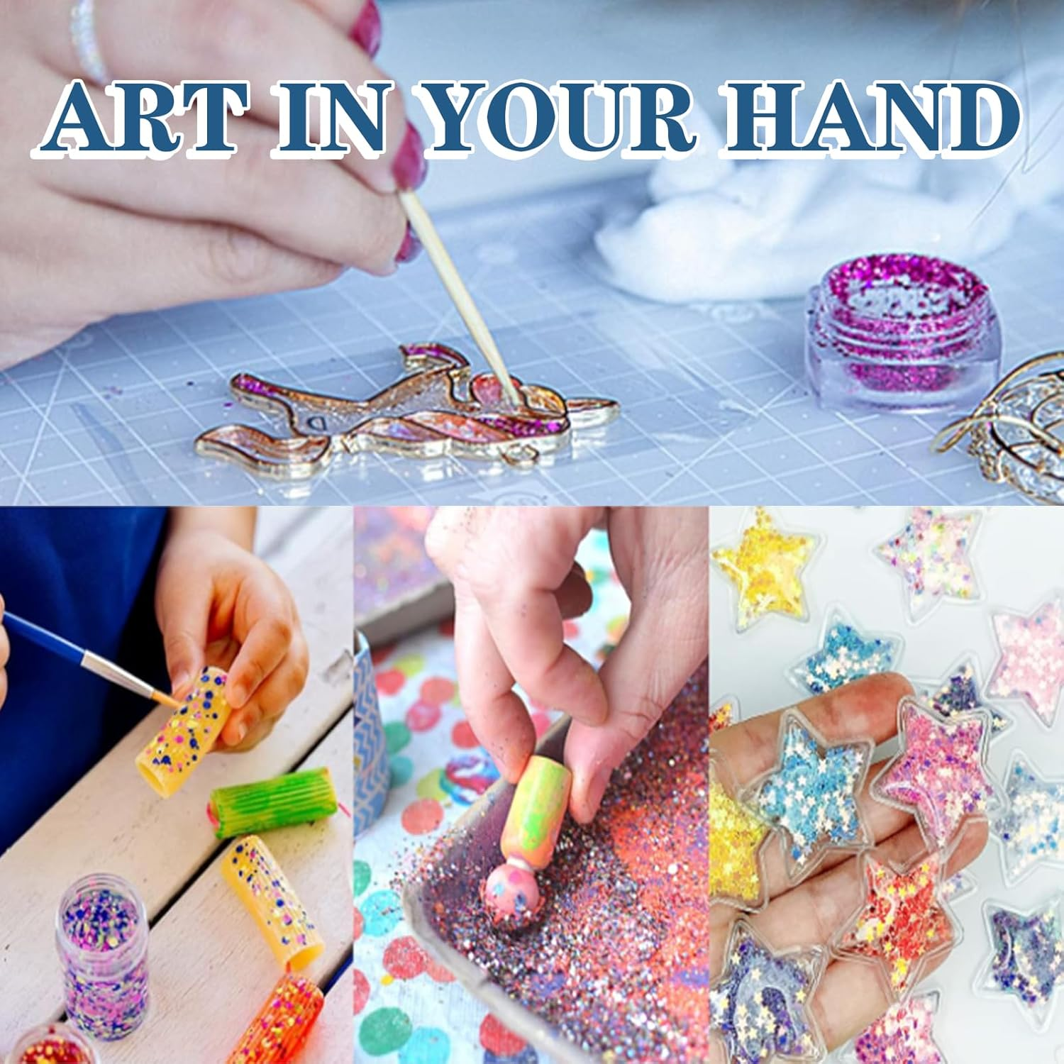 Art Craft Glitter, 3Mm Star Shaped Holographic Chunky Flakes Sequins for Slime, Nail Art,Tumblers, Resin Craft, Festival Party - 0.35Oz (10G) (Laser Silver) image number 2