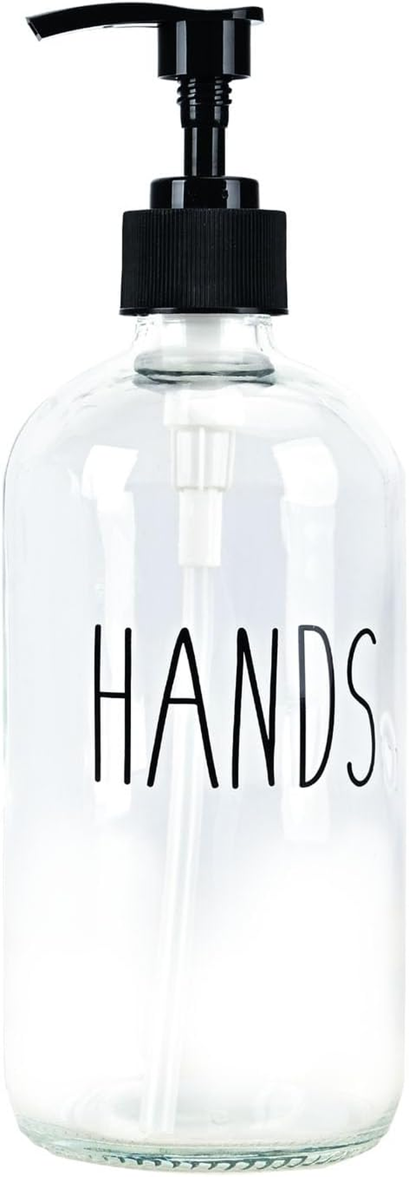 Glass Hand Soap Dispenser 500Ml Large Pump Bottle Refillable Liquid Dispenser for Bathroom Kitchen Cute Modern Farmhouse Style Home Decor (Clear Hands) image number 1