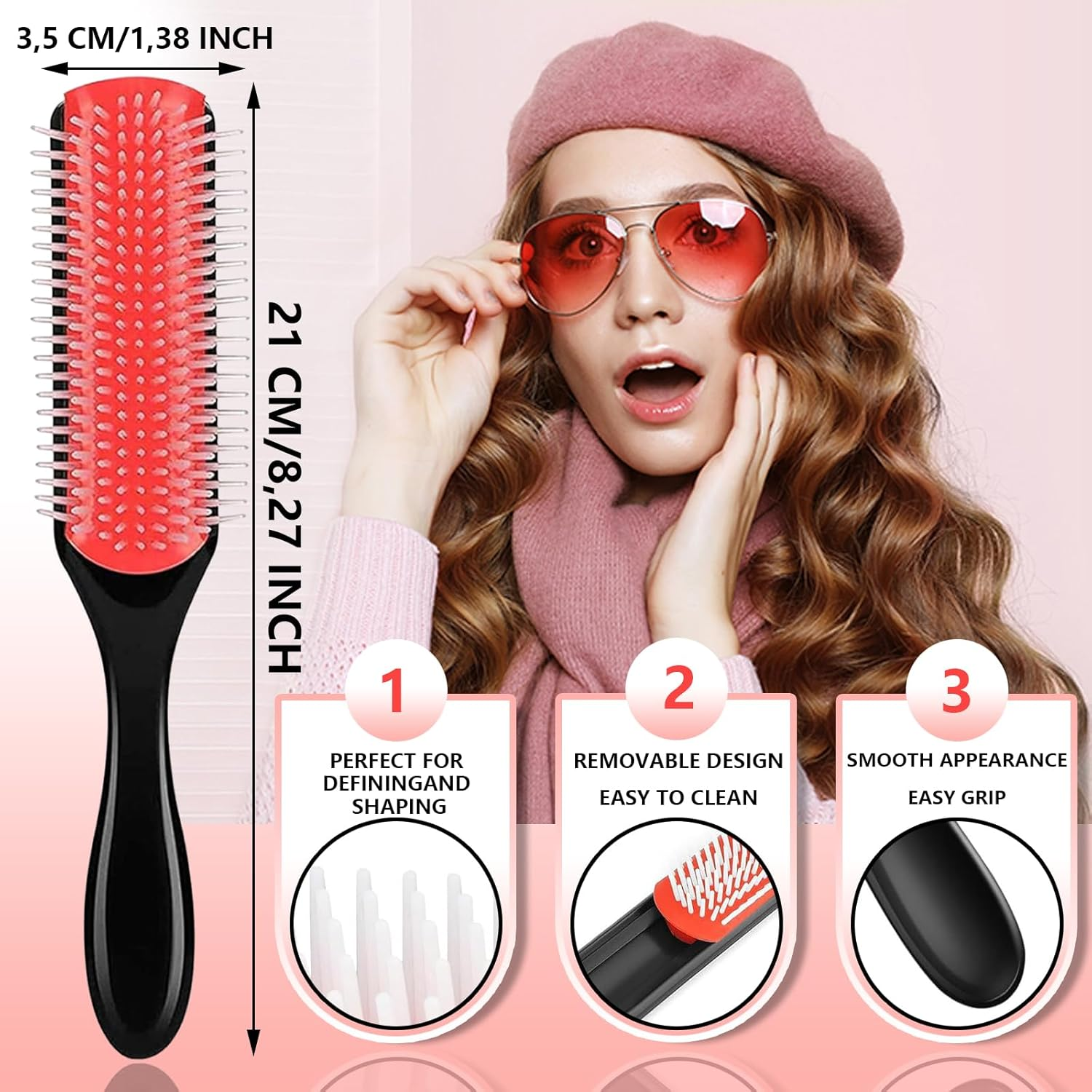 Whaleo Sleek Hair Brush Set, No Pulling, Hair Brush, Sleek Look, Skeleton Brush, Scalp Massage Brush, Spray Bottle, Hairdresser and Shower Cap, Hairdresser Accessories