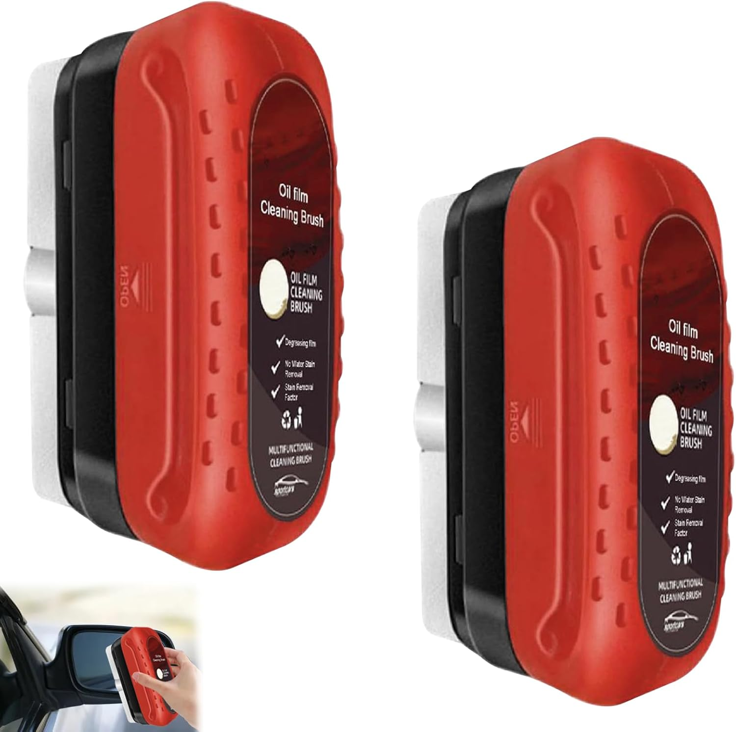 Car Window Cleaner, 2Pcs Car Glass Cleaner, Oil Film Cleaning Brush, Windscreen Cleaner, Glass Oil Film Remover, Car Glass Oil Film Cleaner Removes Dirt, Water Stains, Easily Restore Glass Clarity image number 4