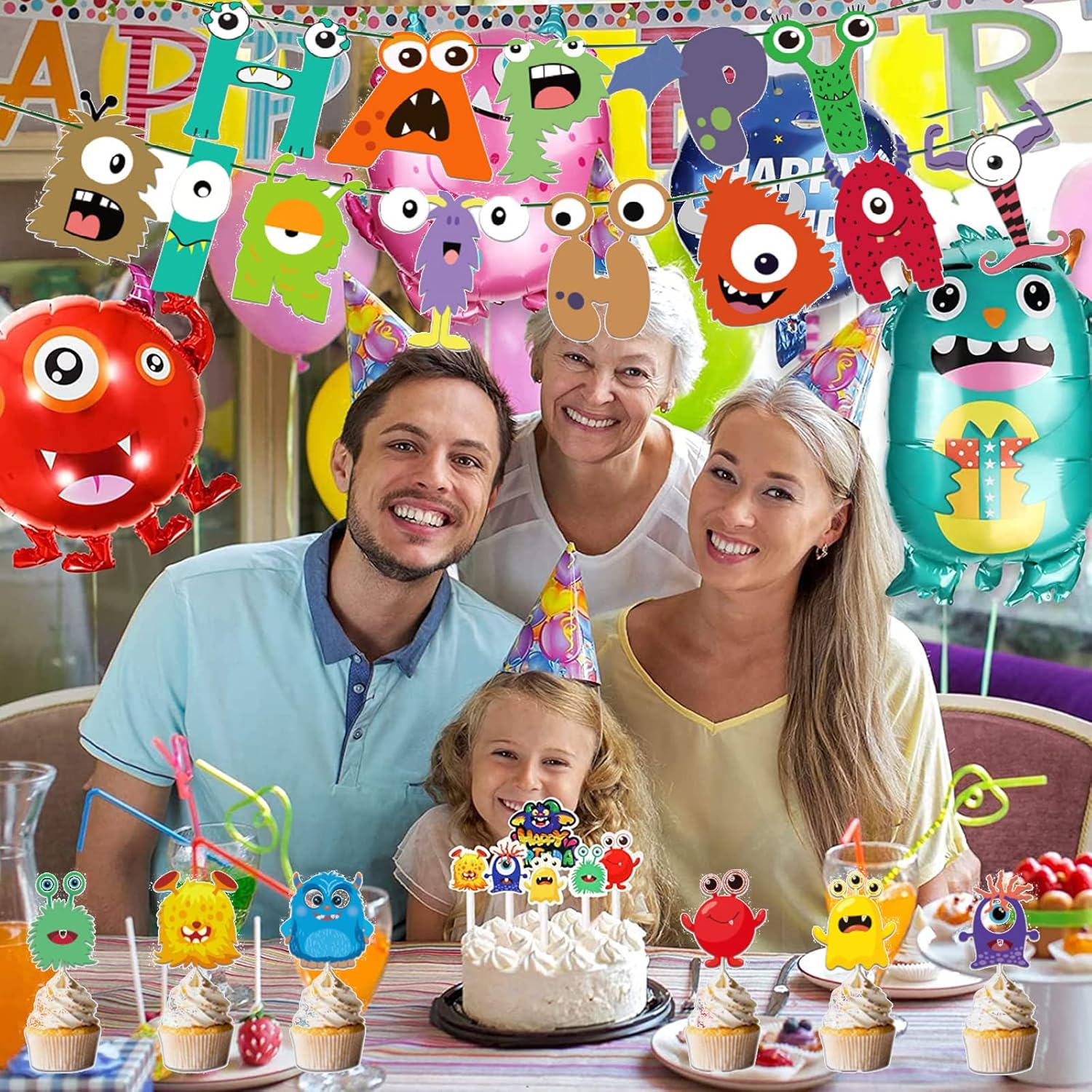 Weploda Pack of 20 Monster Party Children'S Birthday Decoration, Children'S Birthday Decoration, Monster Party Set, Suitable for Children'S Birthday Party, Cartoon Theme Party Decoration image number 1