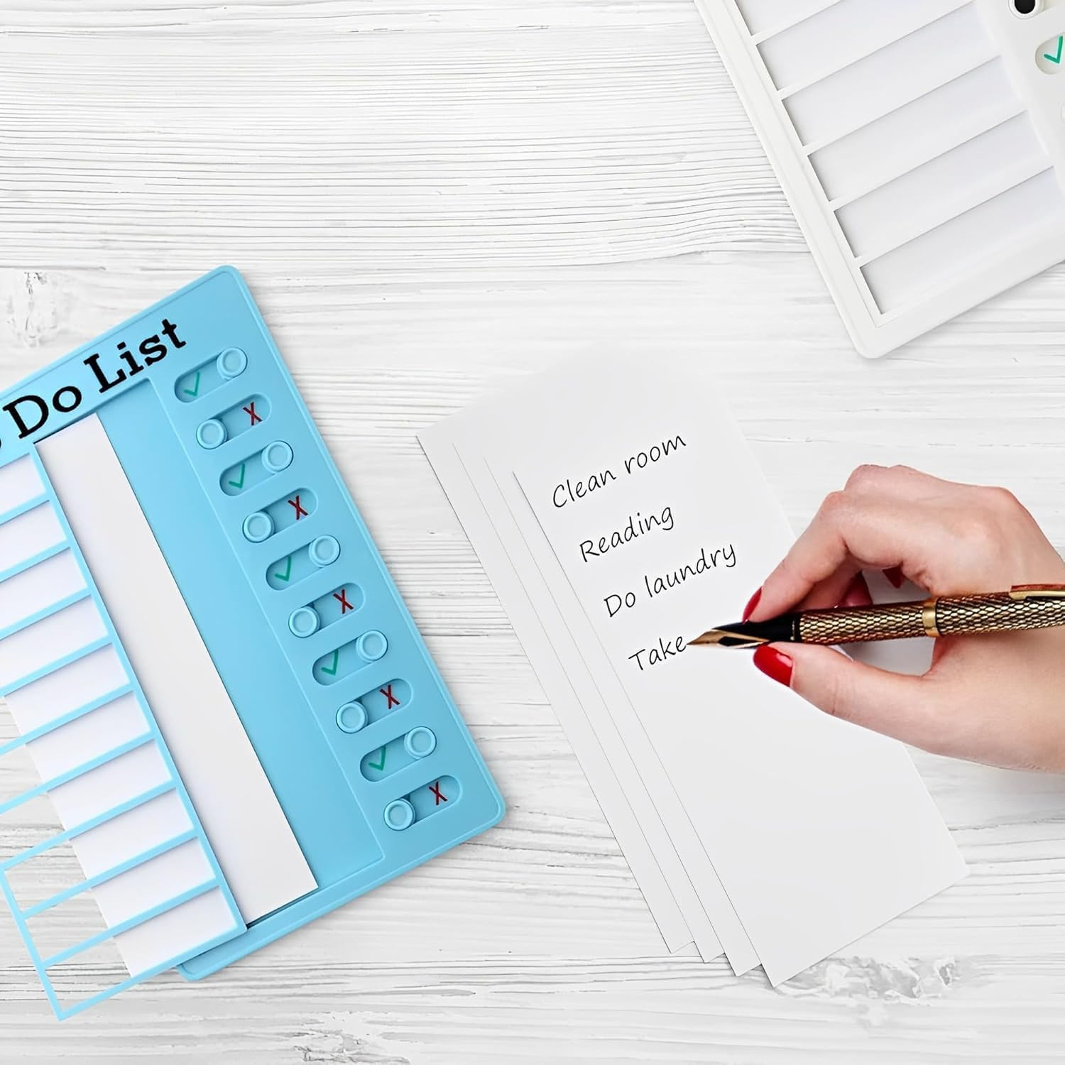 4 Pieces Blank to Do List Reusable,Family to Do List Chores Chart Board with 20 Detachable Cardstock,Sliding Chore Chart, Daily Schedule Planner Board for Home Office（White, Blue, Green, Pink）