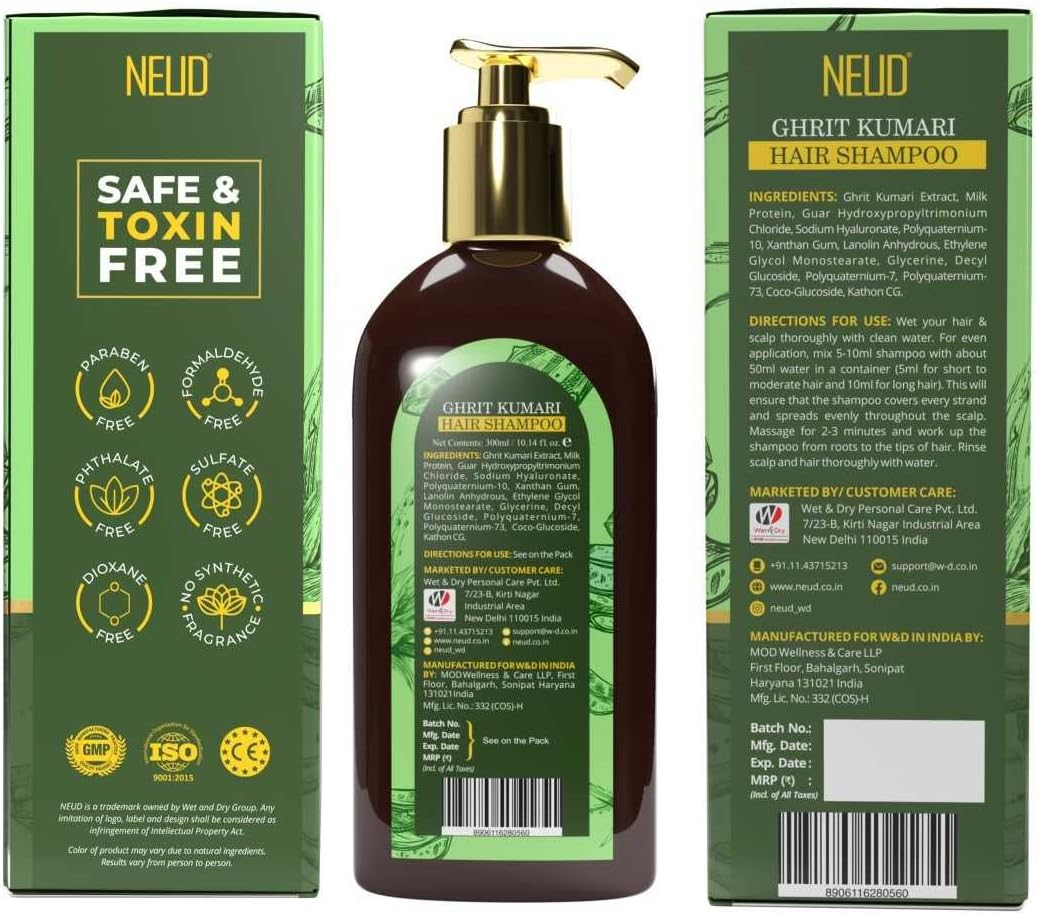 NEUD Ghrit Kumari Hair Shampoo for Men & Women - Pack 2 (300Ml Each )