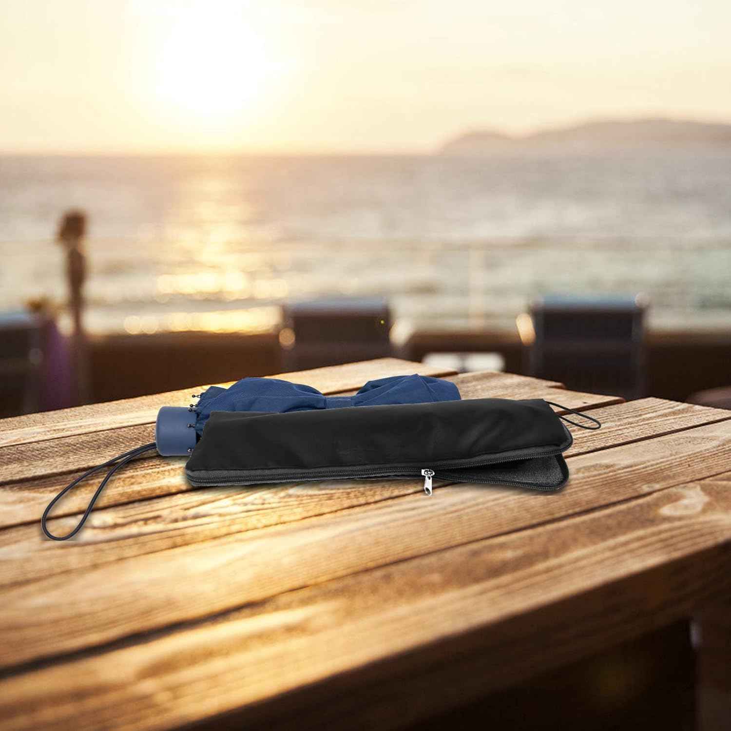 BESPORTBLE Folding Umbrella Bag Umbrella Cover Portable Waterproof Bag Umbrella Bag Umbrella Hanging Bag Umbrella Storage Bag 1Pc (Blue 35Cm) - Grey image number 4