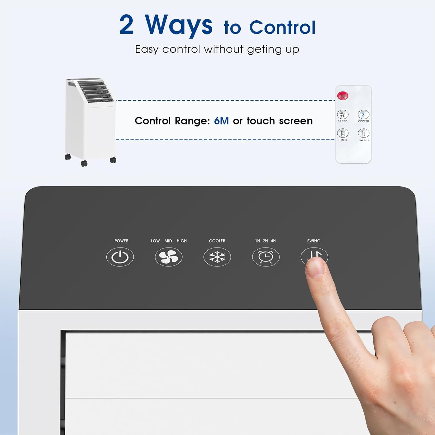 YOPOWER 3 in 1 Air Cooler, Portable AC Evaporative Cooler Humidifier Purifier Cooling Fan, with 2 Control Modes, 3-Speed, 4L Large Water Tank for Home, Bedroom, Office image number 3