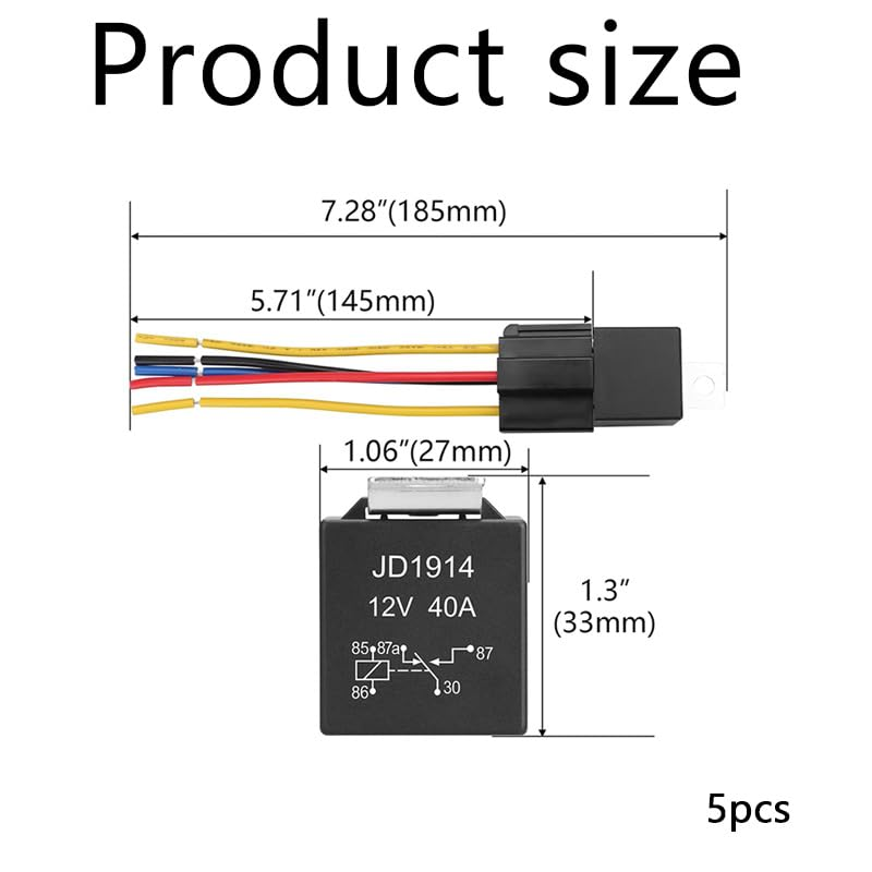 WADY 5Pcs12V 40A 5-Piece Automotive 5-Pin SPDT Car Relay with Interlocking Harness Receptacle Holder, 40A Relay Connector for Cars, Trucks, and Vehicles image number 6