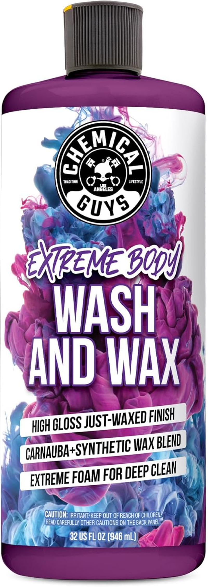 Chemical Guys Extreme Bodywash & Wax Foaming Car Wash Soap &ndash; Safe for Cars, Trucks, Motorcycles & Rvs &ndash; Works with Foam Cannons, Foam Guns or Bucket Washes &ndash; 946 Ml, Grape Scent image number 1