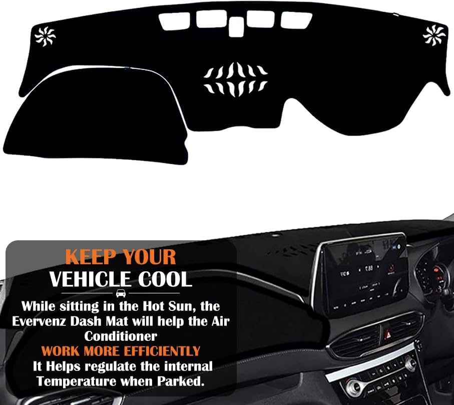 Evervenz Dash Mat for Hyundai Santa Fe 2019 2020 2021 2022 2023 Flannel（Without HUD） Dash Cover Dashboard Cover Santafe01 image number 3